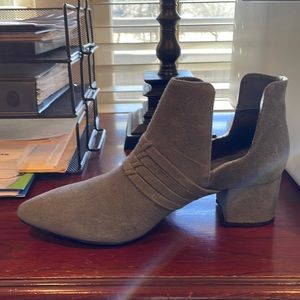 Grey suede inch and a half heal